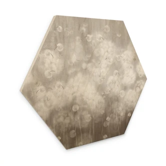 Zeshoekige Houten Wanddecoratie paardenbloemen droom in beige - Ms Tiff Zeshoekige Houten Wanddecoratie paardenbloemen droom in beige - Ms Tiff