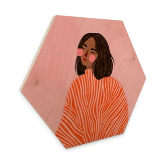 Billede af træ kvinde med orange tæppe - Müller 