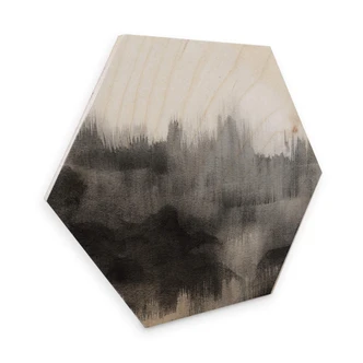 Hexagon - Holz Birke-Furnier Nouveauprints - Watercolour Brush Strokes (schwarz) 