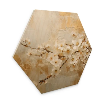 Hexagon Wood Branch flowers on vintage gold - Paksoylu 