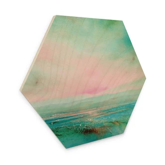 Tableau sur bois hexagonal Mer turquoise au crépuscule - Schmucker Tableau sur bois hexagonal Mer turquoise au crépuscule - Schmucker