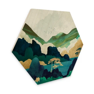Hexagon Holzbild SpaceFrog Designs - In den Bergen Hexagon Holzbild SpaceFrog Designs - In den Bergen