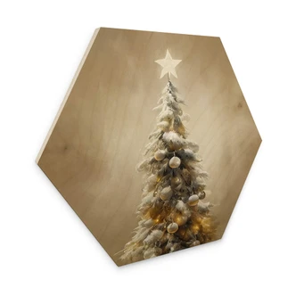 Hexagone - Bois Sapin de Noël doré - Treechild 