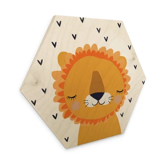 Hexagon Holzbild Treechild - Kleiner Löwe 