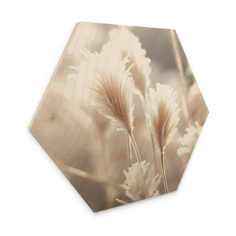 Hexagon Hout Treechild - Pastelkleurige grassen 