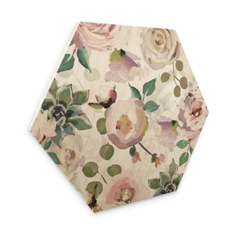 Hexagon - Holz UN Designs - Blumen im Gemälde Stil 