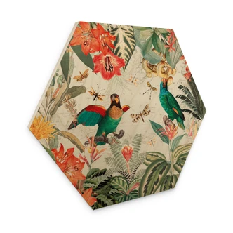 Hexagone - Bois Jungle exotique avec perroquets - UN Designs 