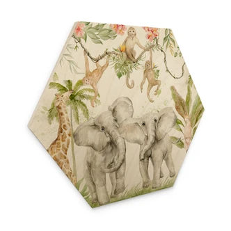 Hexagone - Bois Animaux dans la jungle tropicale - UN Designs 
