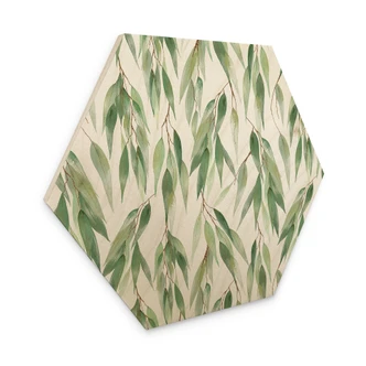 Hexagone - Bois Branches avec des feuilles vertes - UN Designs 