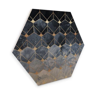 Hexagon - Holz Birke-Furnier Fredriksson - Hexagone: Blau und Gold Hexagon - Holz Birke-Furnier Fredriksson - Hexagone: Blau und Gold