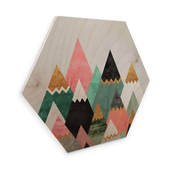 Hexagon - Holz Birke-Furnier Fredriksson - Bunte Berge 