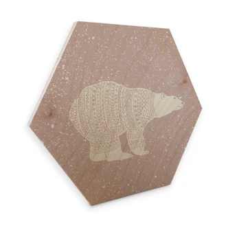 Hexagon hout ijsberen 
