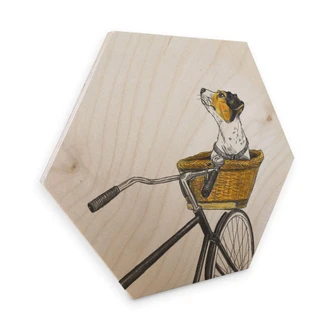 Hexagon - Holz Birke-Furnier Sparshott - Hund im Korb 