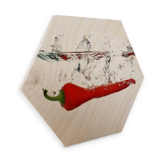 Hexagon - Holz Birke-Furnier - Chilischote 