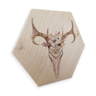 Hexagon Wood Birch Veneer - Kvilis Boho Skull 