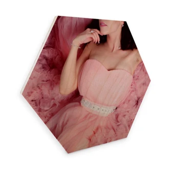Hexagon - Holz Birke-Furnier - Das rosa Kleid Hexagon - Holz Birke-Furnier - Das rosa Kleid
