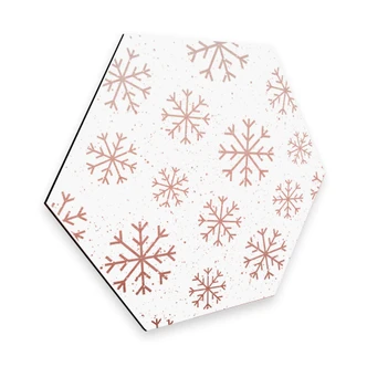 Hexagon - Alu-Dibond koper effect Copper Snowflakes 