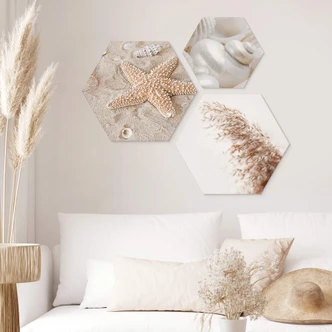 Hexagon Dibond Beach Moments (3-delig) 