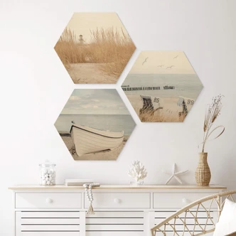 Hexagon Hout Close to Sea (3-delig) 