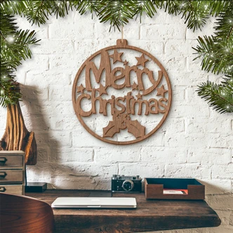 Hout – Merry Christmas – mahonie 