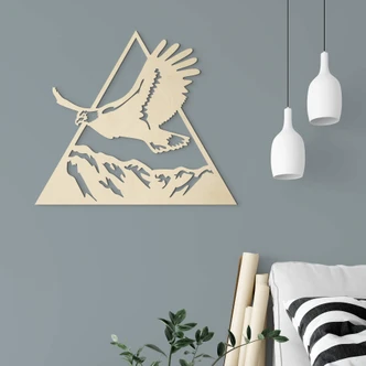 Wanddecoratie Populierenhout Adelaar boven de bergen 