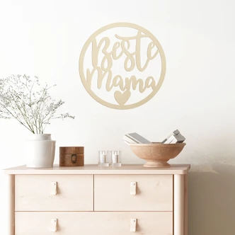 Holzdeko Schriftzug - Beste Mama - Pappel - Rund Holzdeko Schriftzug - Beste Mama - Pappel - Rund