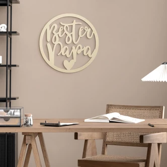 Holzdeko Schriftzug - Bester Papa - Pappel - Rund Holzdeko Schriftzug - Bester Papa - Pappel - Rund