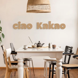 Wanddeko Schriftzug Ciao Kakao - MDF Natur Wanddeko Schriftzug Ciao Kakao - MDF Natur