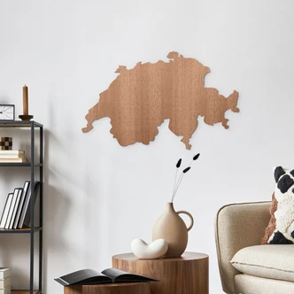 Mappa decorativa in legno della Svizzera - Mogano Mappa decorativa in legno della Svizzera - Mogano