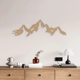 Houten Wanddecoratie Bergpanorama - MDF naturel (3-delig) 
