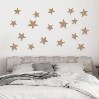 3D ster decoratieset voor kinderkamer | slaapkamer - MDF natuur 