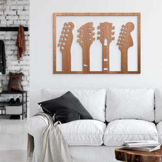 Wooden Wall Decoration Mahogany Veneer Guitar - Headstock 