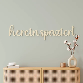 Holzdeko Pappel - 3D-Schriftzug Hereinspaziert 