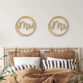 Boda Sr. y Sra. letras - MDF naturaleza 