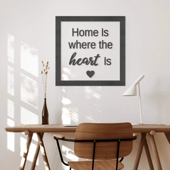 MDF Schriftzug mit Rahmen - Home is where the heart is MDF Schriftzug mit Rahmen - Home is where the heart is