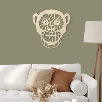 Décoration murale en bois peuplier - Singe origami 