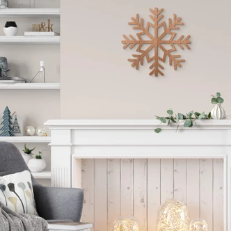 Décoration en bois placage acajou flocon de neige 