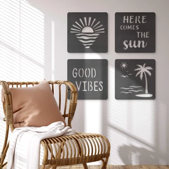MDF Decoration Sun, Sea, Beach and Palm Trees 