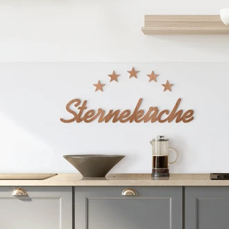 Holz-Deko 3D Schriftzug Sterneküche - Mahagoni 