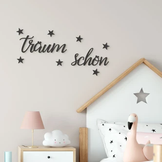 3D Schriftzug Träum Schön mit Sternen - MDF Deko 3D Schriftzug Träum Schön mit Sternen - MDF Deko