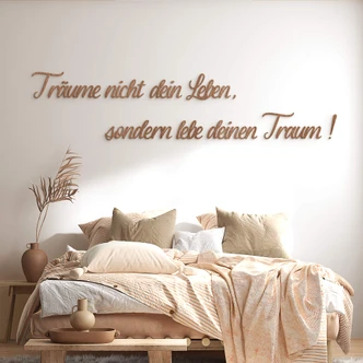 Holz-Deko 3D Schriftzug Träume nicht dein Leben... - Mahagoni Holz-Deko 3D Schriftzug Träume nicht dein Leben... - Mahagoni