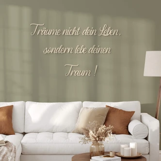 Holz-Deko 3D Schriftzug Träume nicht dein Leben... - Pappel Holz-Deko 3D Schriftzug Träume nicht dein Leben... - Pappel