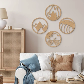 MDF Decoration Four Elements - Fire Water Earth Air (4 parts) 
