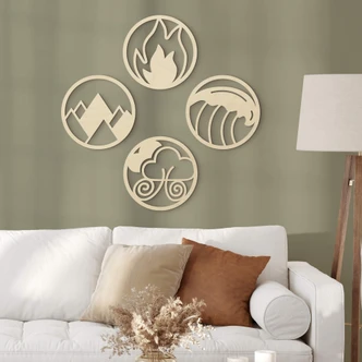 Wall decoration Poplar wood Four Elements - Fire Water Earth Air (4 parts) Wall decoration Poplar wood Four Elements - Fire Water Earth Air (4 parts)