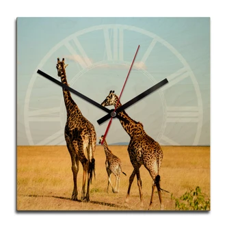 Horloge murale en bois - Steppe africaine 