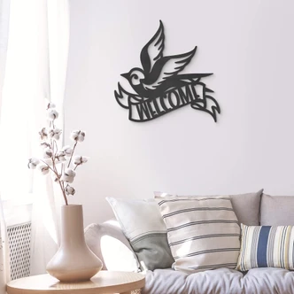 MDF Decoratie Welkom - Vogel  