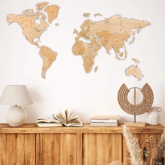 3D Holz-Puzzle Weltkarte mit Ländernamen 