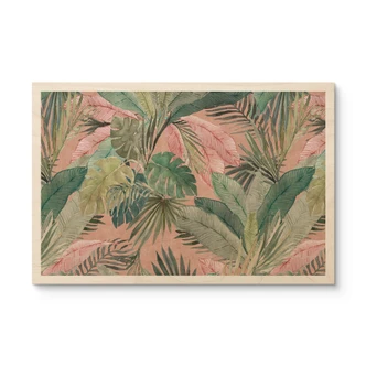 Holzbild Tropenblätter im Dschungel Rosa - Bloomery Decor 