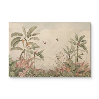Holzbild Tropische Idylle mit Kolibri Blau - Bloomery Decor 
