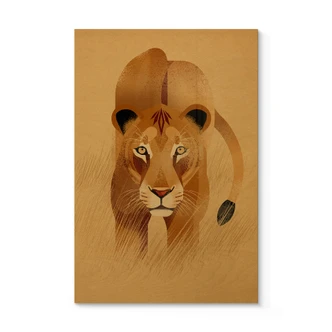 Holzbild Kinderzimmer - Löwin - Braun 